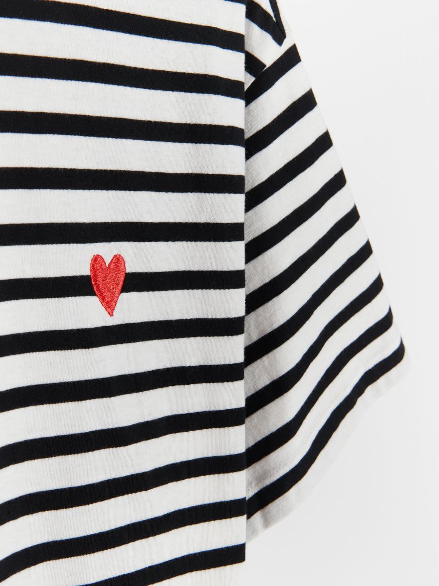 T-shirt w paski - czarny - RESERVED - 4