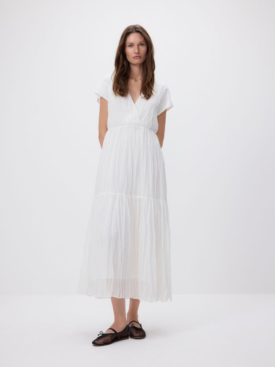 Robe en tissu froncé - blanc - RESERVED - 3