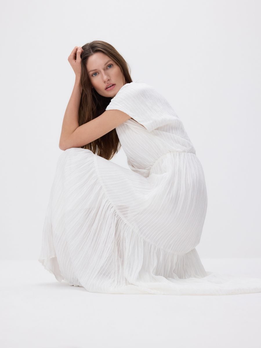 Robe en tissu froncé - blanc - RESERVED - 4