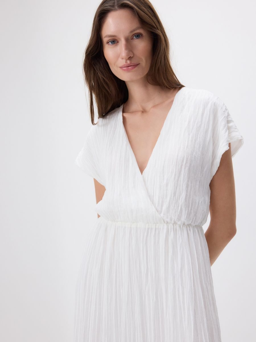 Robe en tissu froncé - blanc - RESERVED - 2