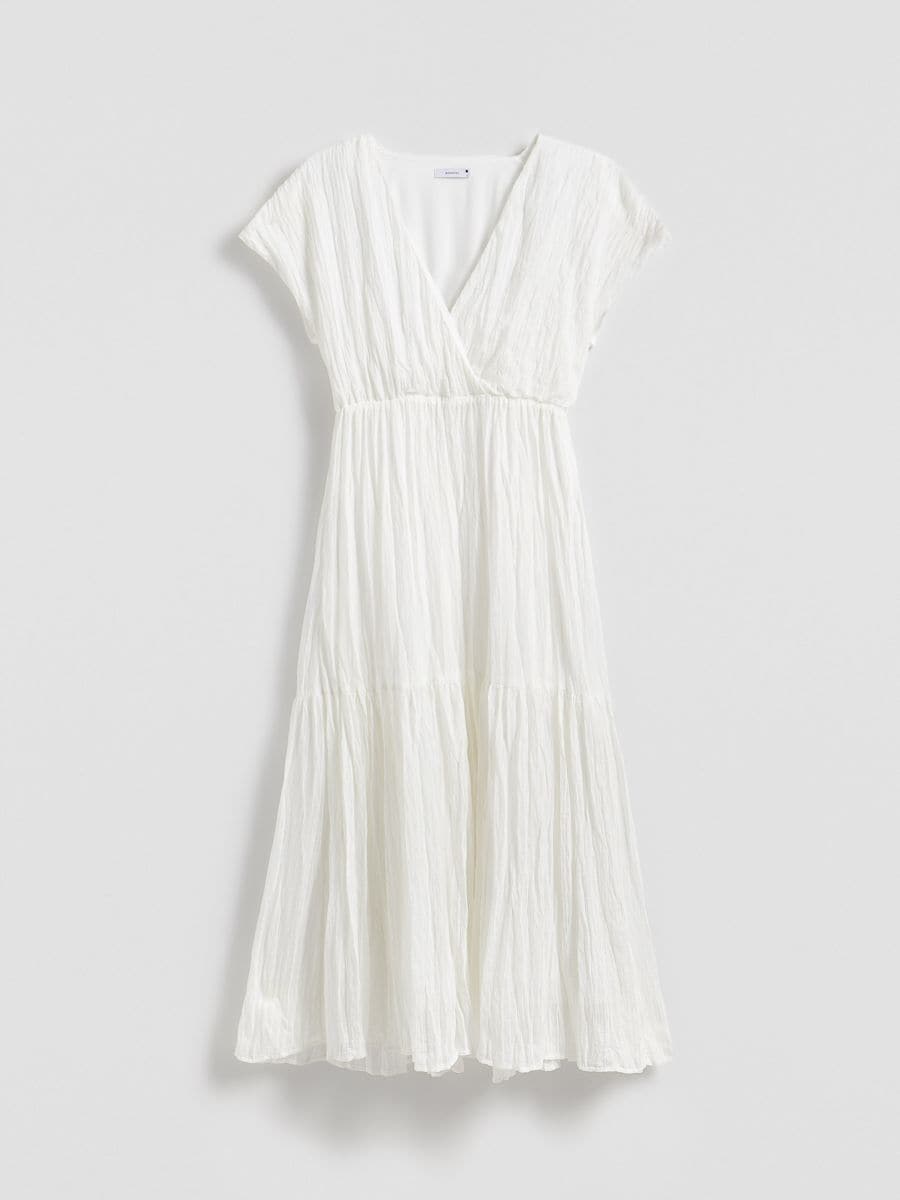 Kleid aus gerafftem Stoff - weiß - RESERVED