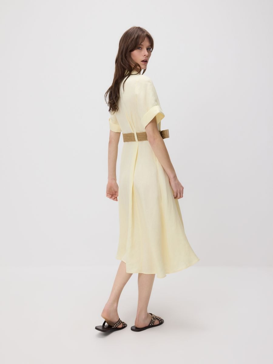 Midi kleit linaseguga - helekollane - RESERVED - 4