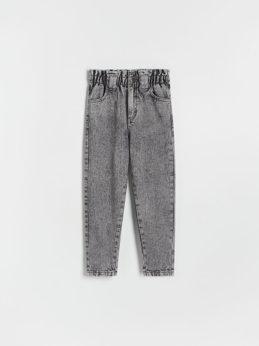 High waist paperbag jeans - grey - RESERVED