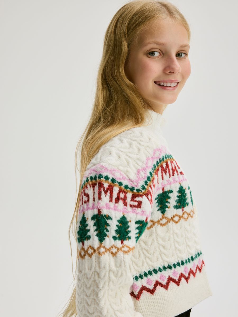 Cardigan with Christmas motif - multicolor - RESERVED