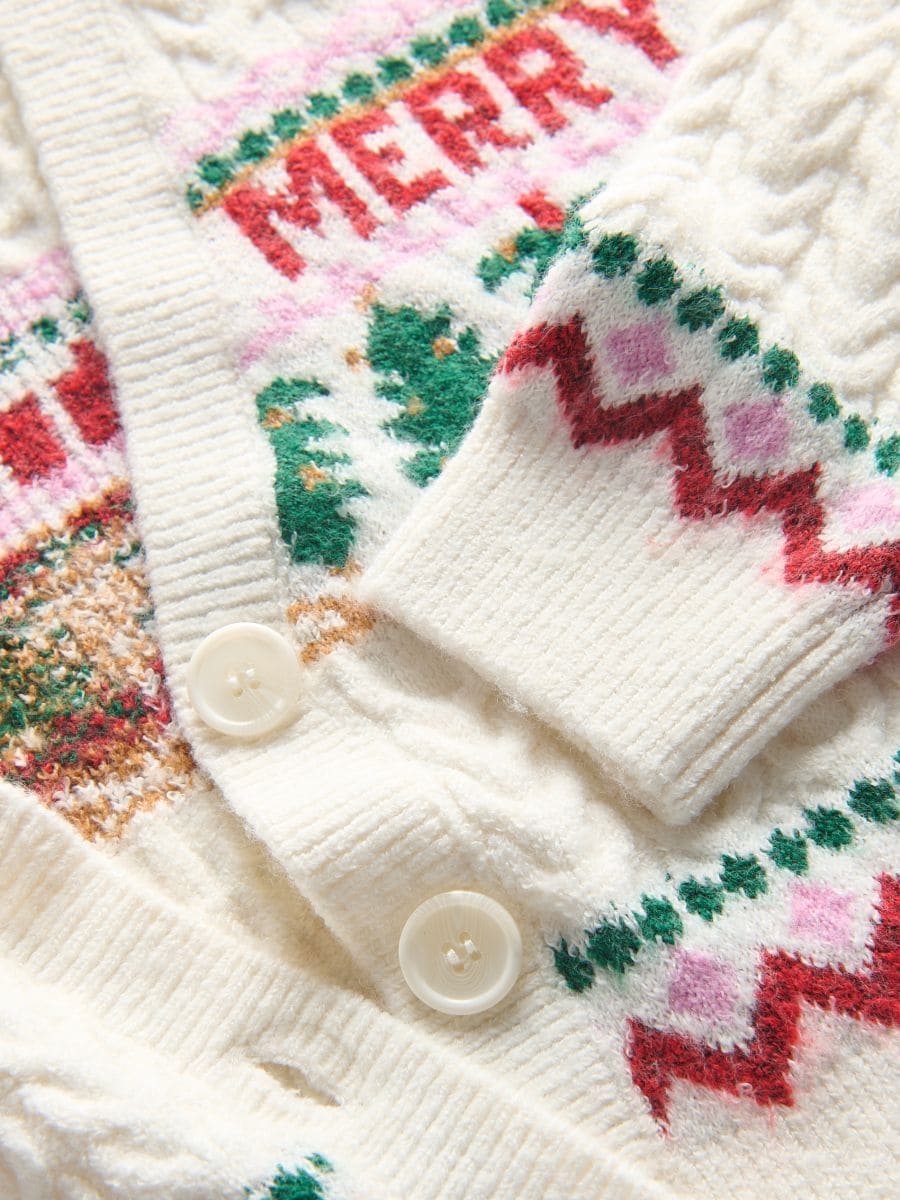 Cardigan with Christmas motif - multicolor - RESERVED