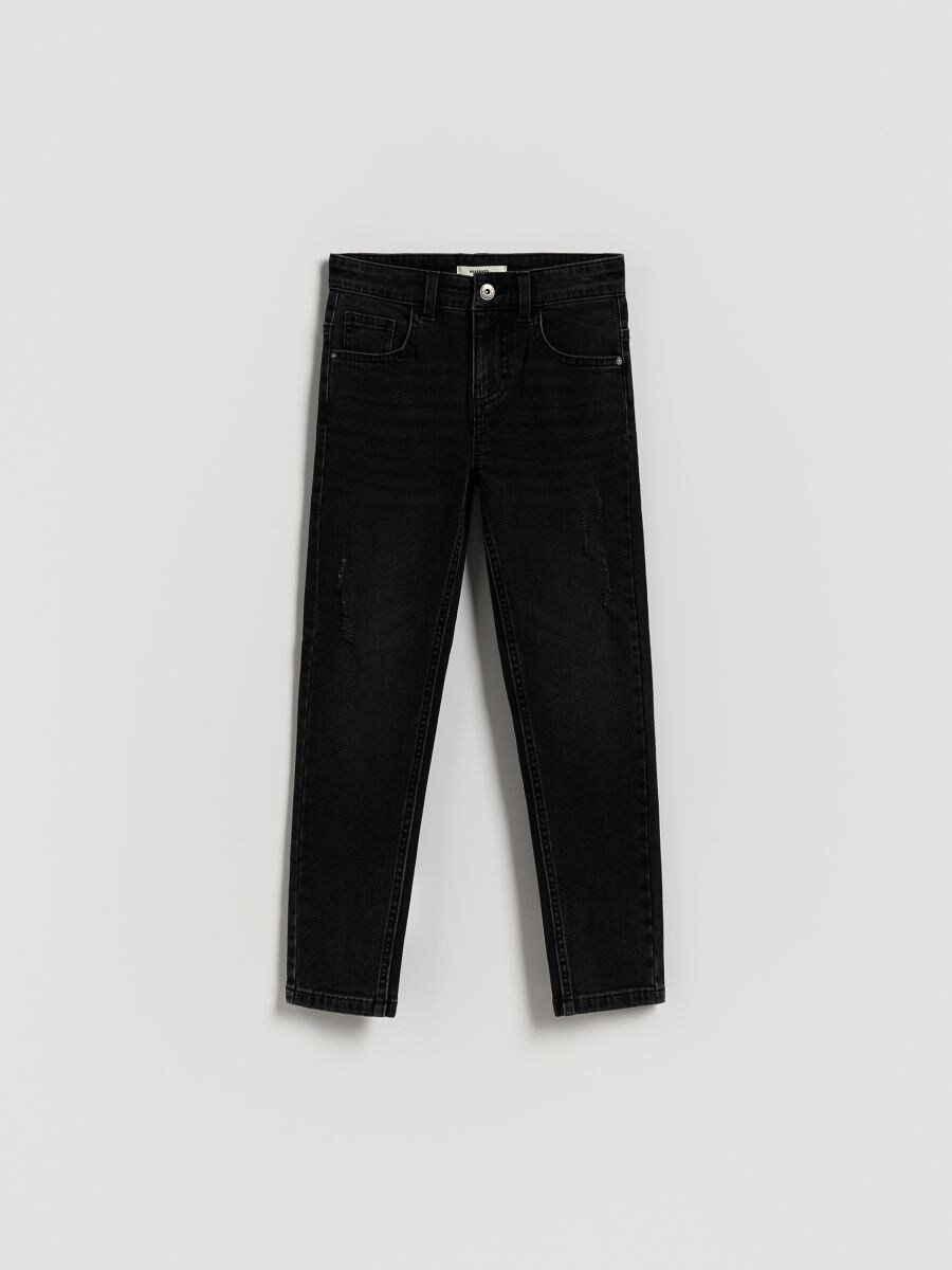 Jeans im Slim-Fit in Used-Optik - schwarz - RESERVED
