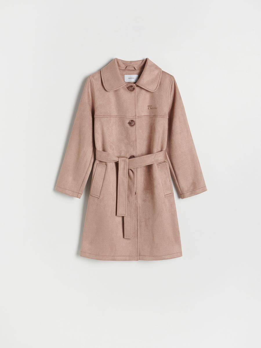 Faux suede coat - beige - RESERVED