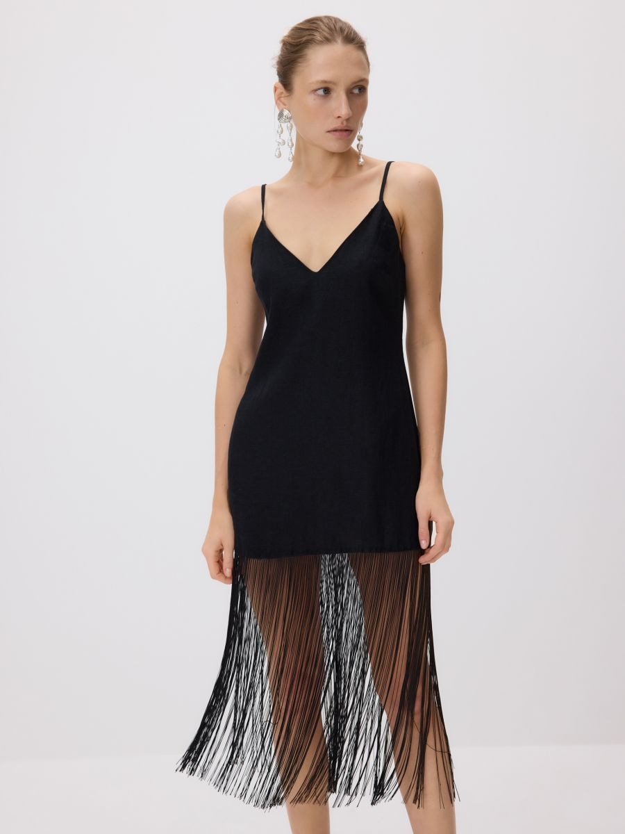 LADIES` DRESS - SVART - RESERVED
