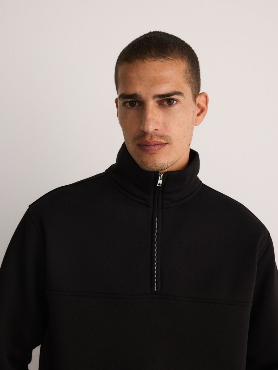 Sweatshirt with stand up collar - black - RESERVED - 2