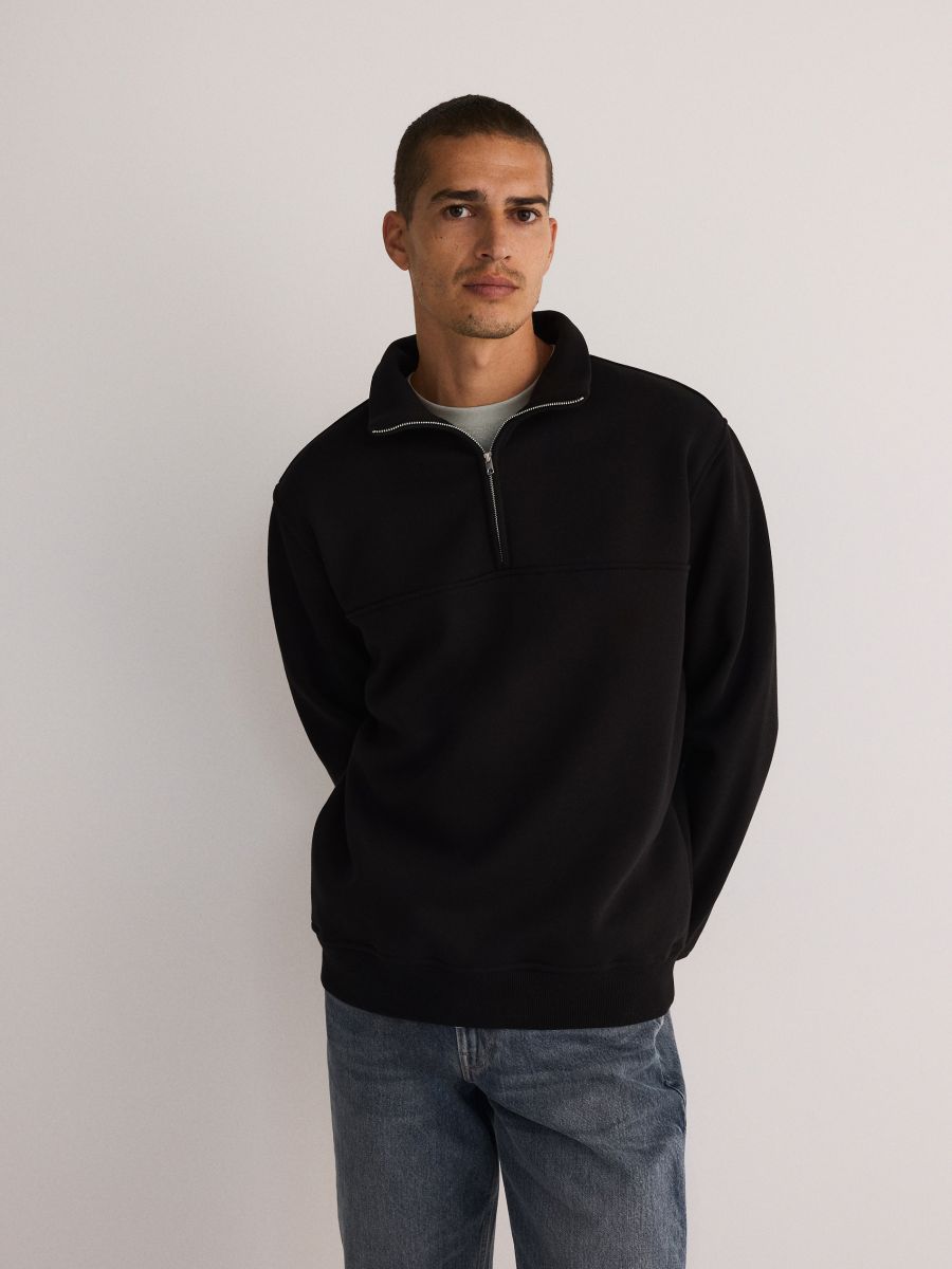 Sweatshirt with stand up collar - black - RESERVED - 3