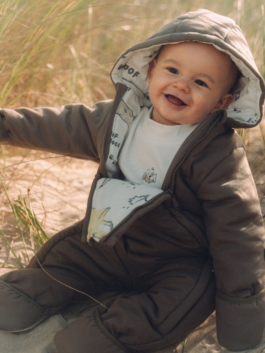 Insulated onesie with hood - coffee - RESERVED