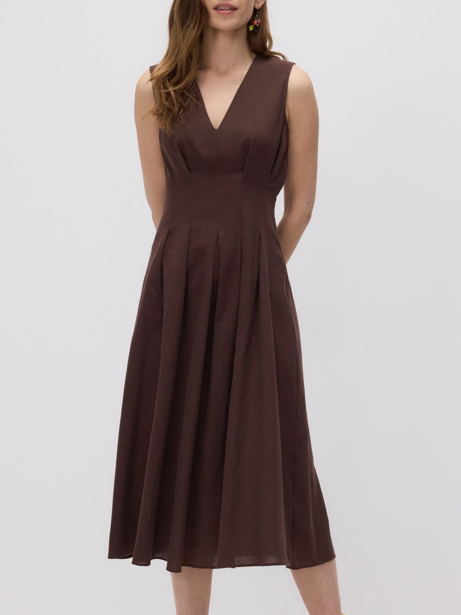 Robe en lin majoritaire - Marron - RESERVED - 3