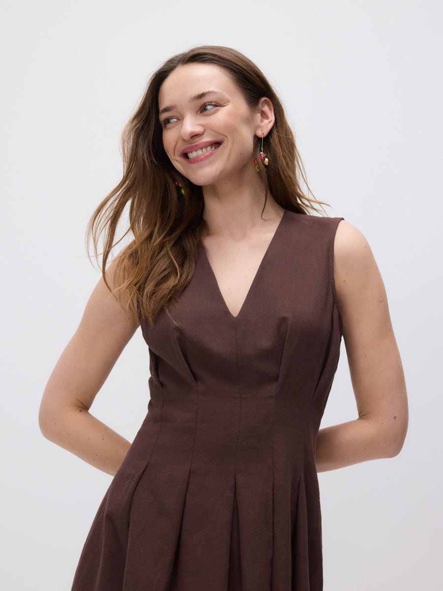 Robe en lin majoritaire - Marron - RESERVED - 5