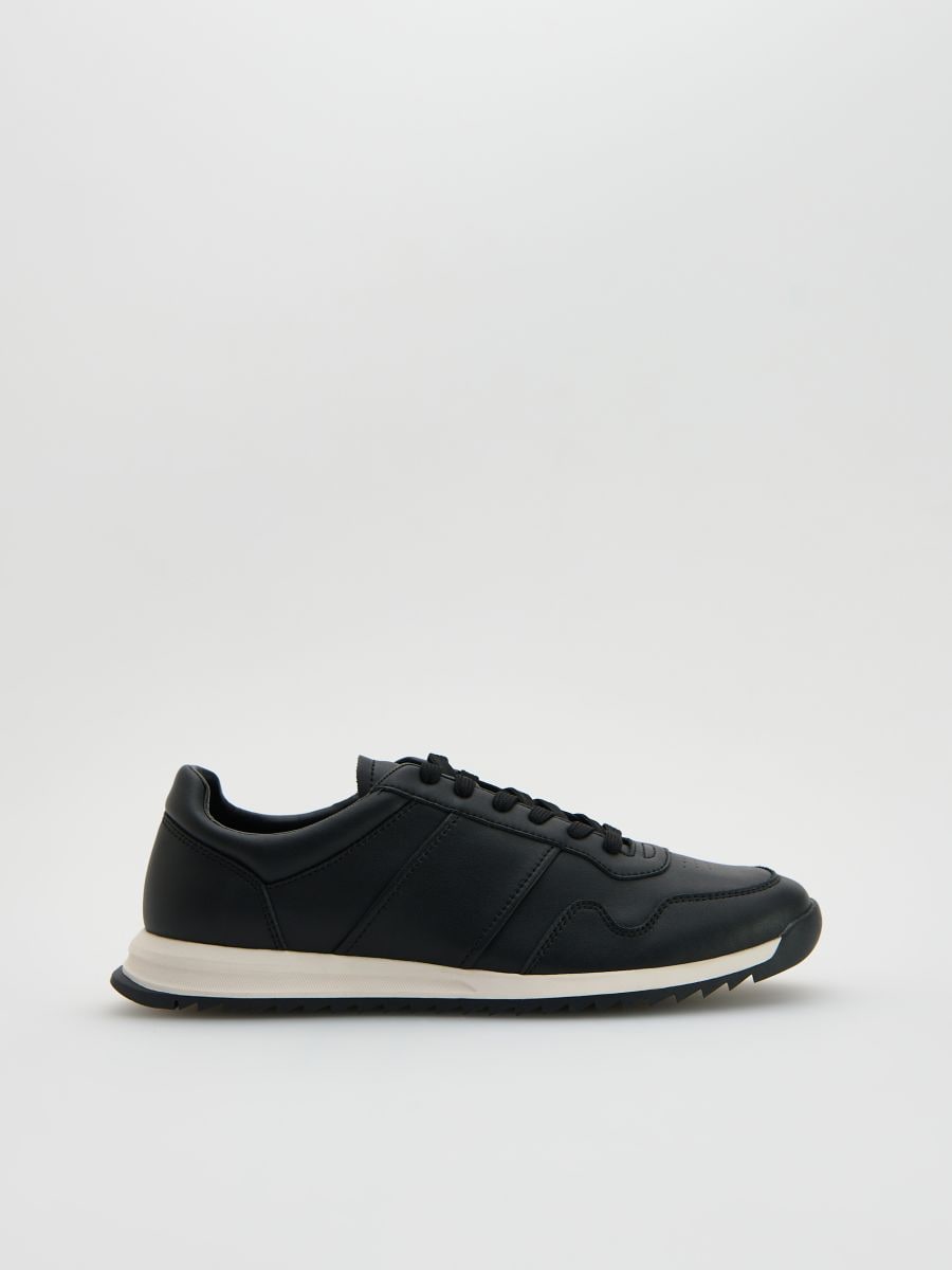 Leather rich sneakers - black - RESERVED