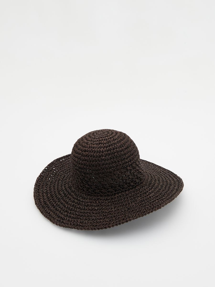 Pleciony kapelusz - brązowy - RESERVED
