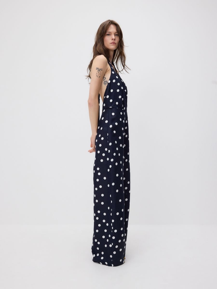 Patterned playsuit with linen blend - navy - RESERVED - 6