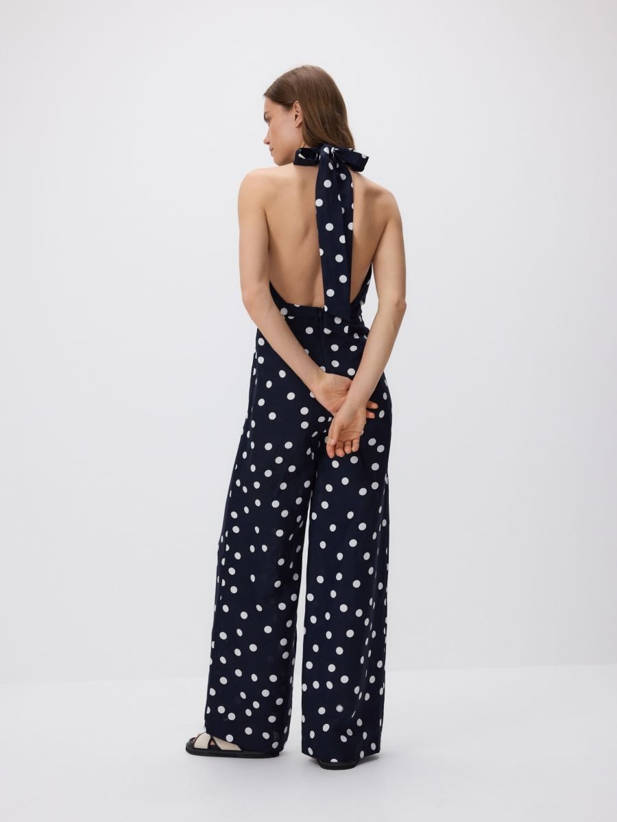 Patterned playsuit with linen blend - navy - RESERVED - 3