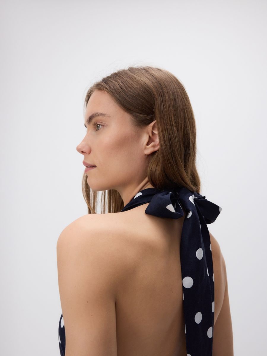 Patterned playsuit with linen blend - navy - RESERVED - 4