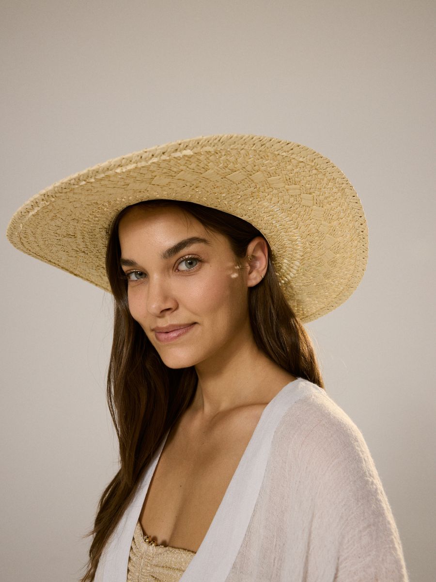 Sombrero de paja de papel entretejida - beige - RESERVED