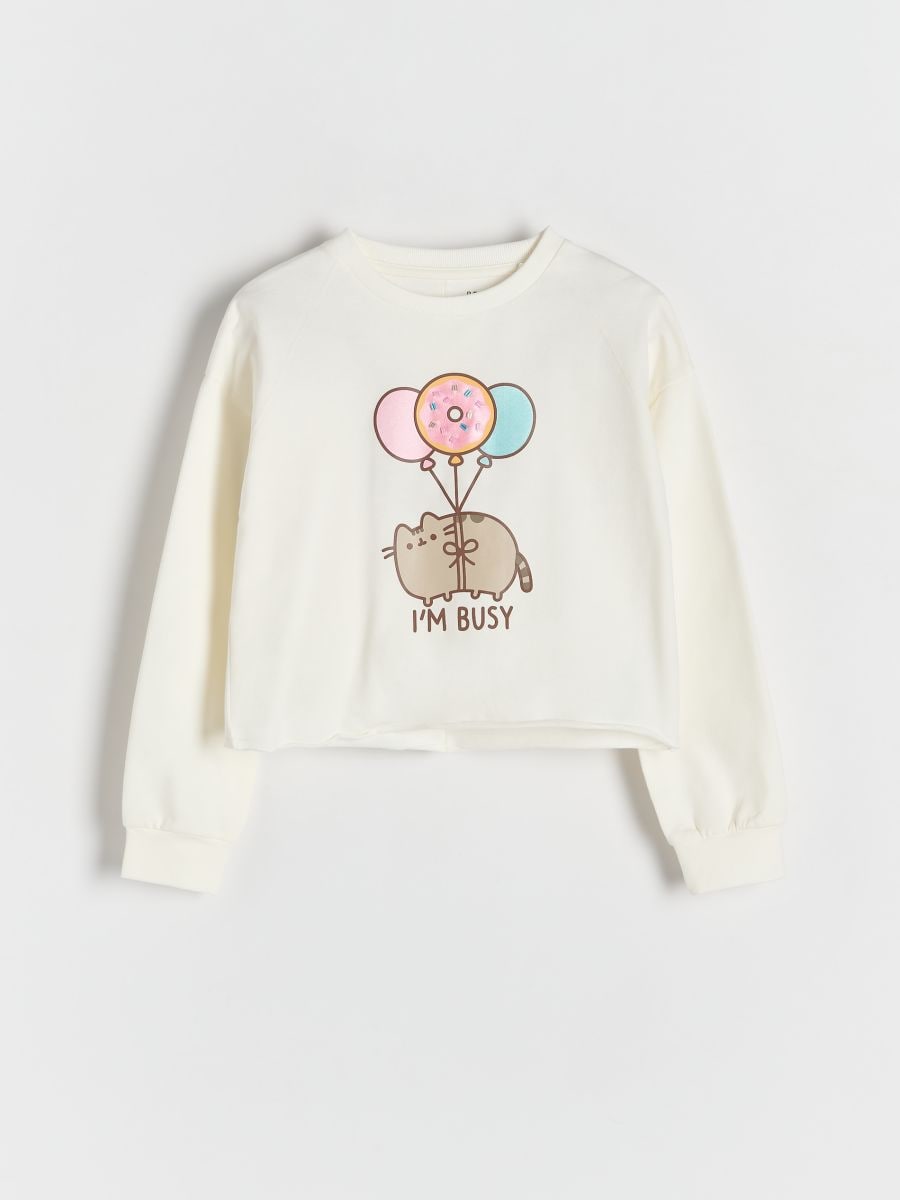 Langarmshirt Pusheen aus Baumwolle - creme - RESERVED
