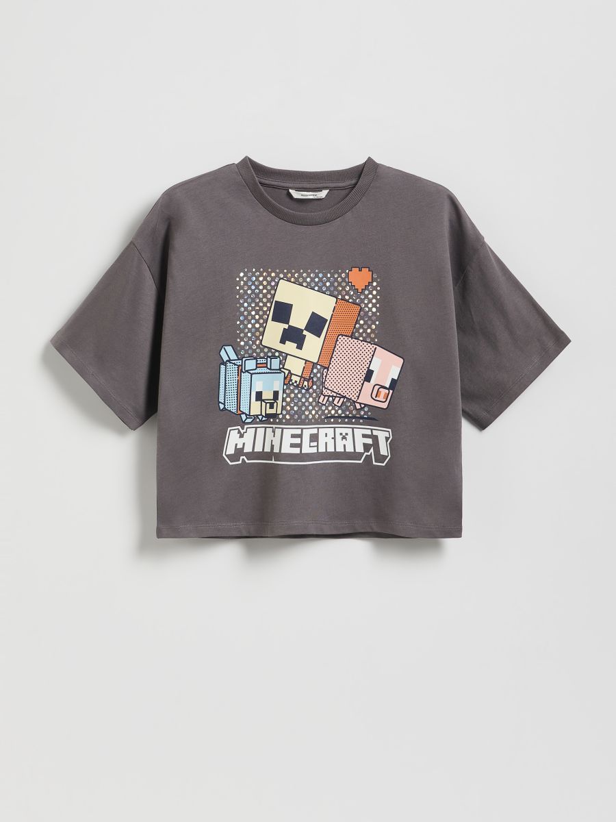 Katoenen T-shirt Minecraft - donkergrijs - RESERVED