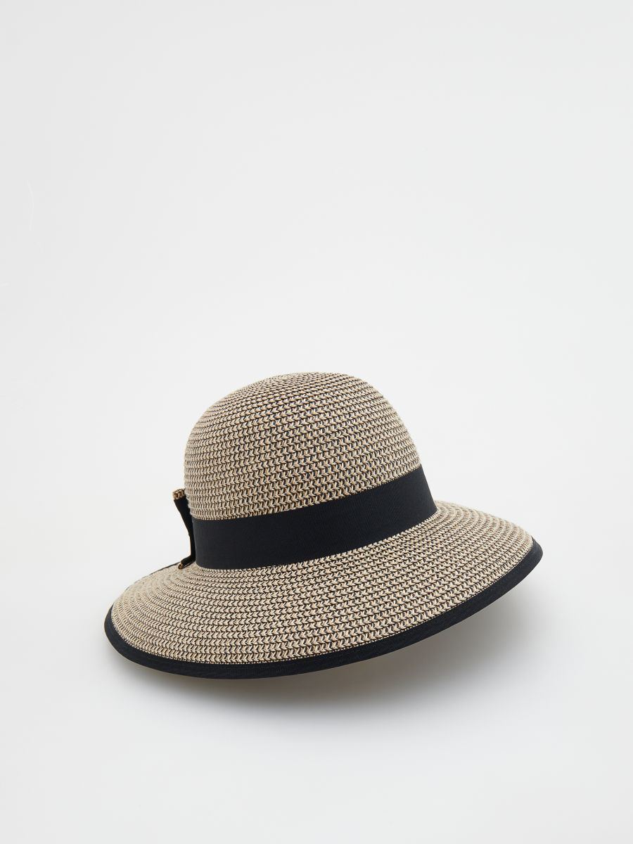 Woven hat with bow - beige - RESERVED - 3