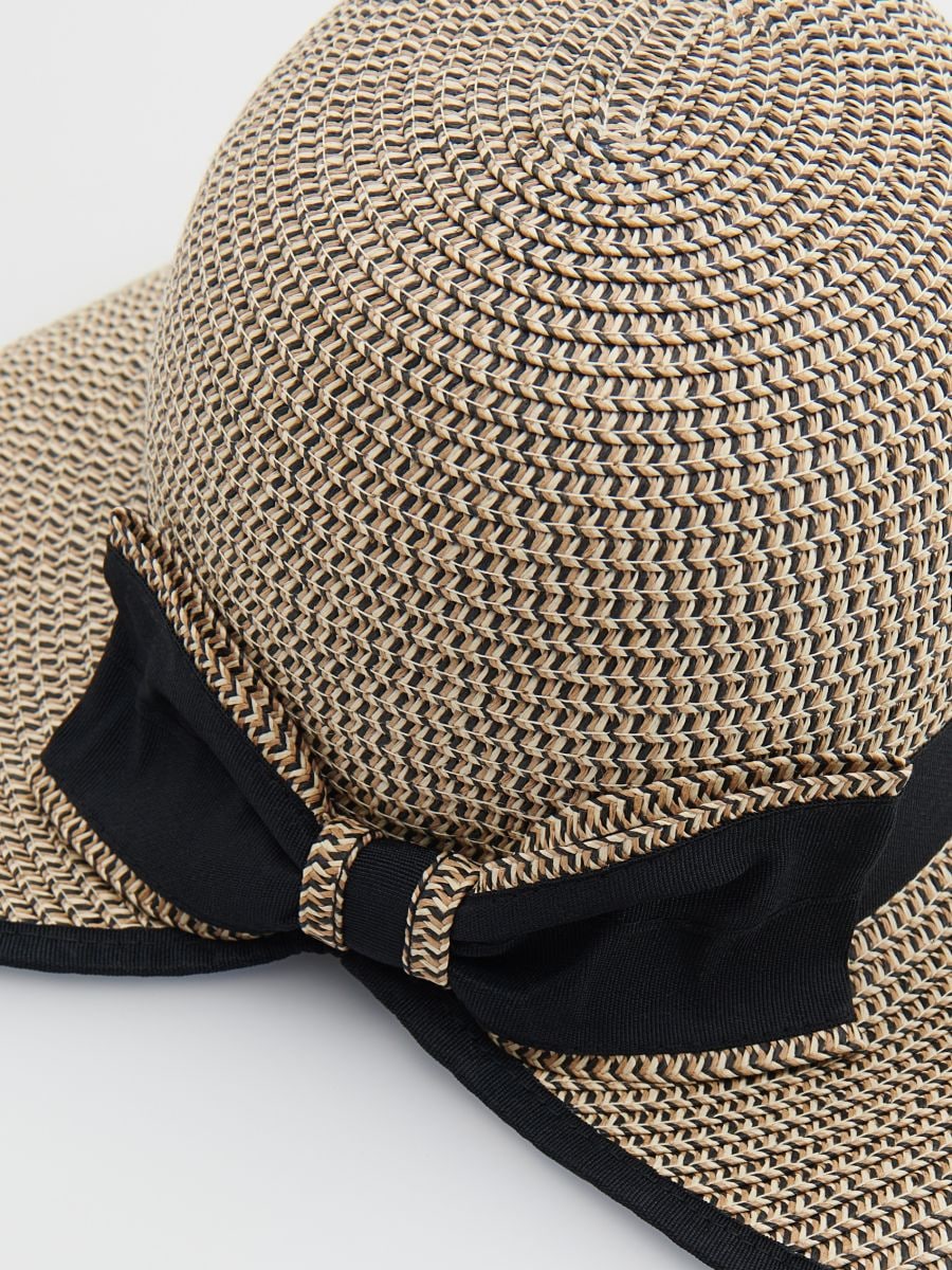 Woven hat with bow - beige - RESERVED - 5