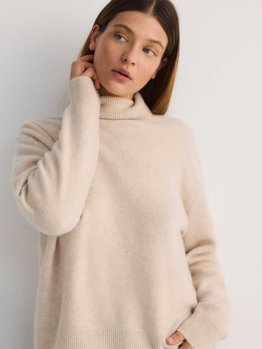 Maglione in lana misto cachemire - beige - RESERVED