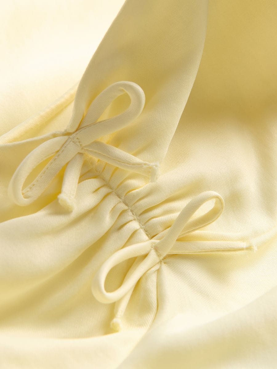 Satin maxi dress - light yellow - RESERVED - 7