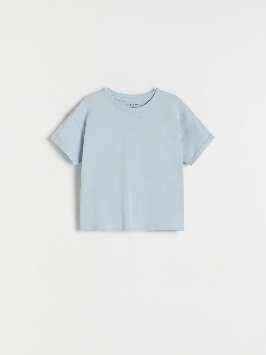 Cotton T-shirt - pale blue - RESERVED