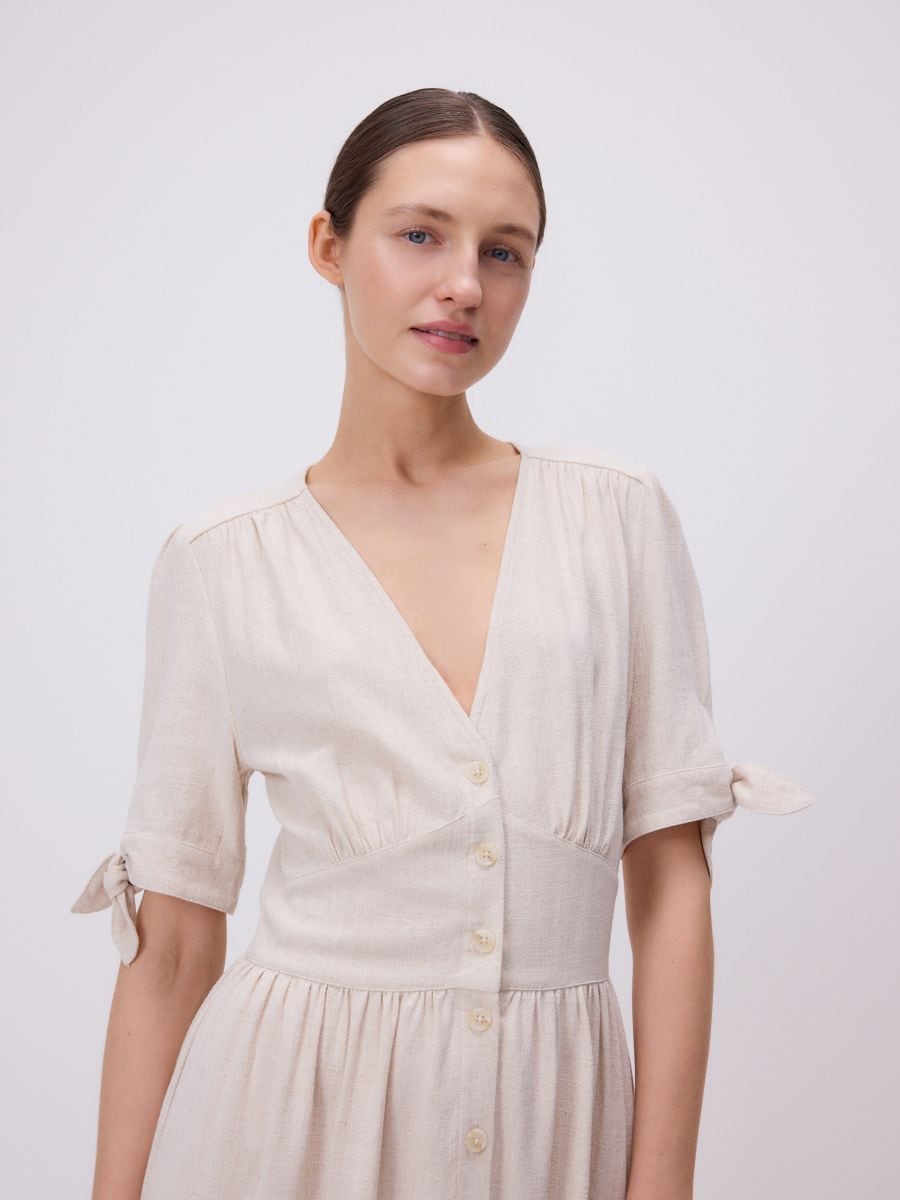 Maxi suknelė su linu - kūno spalva - RESERVED - 2