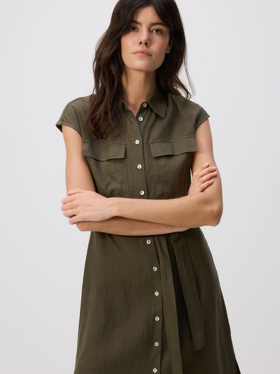 LADIES` DRESS - verde-oliv deschis - RESERVED