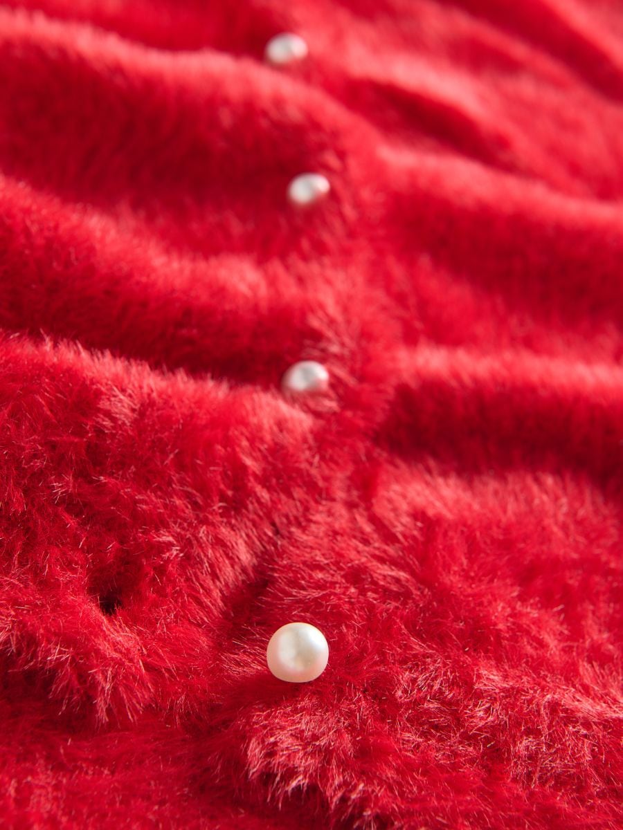 Fluffy cardigan with decorative buttons - red - RESERVED - 2