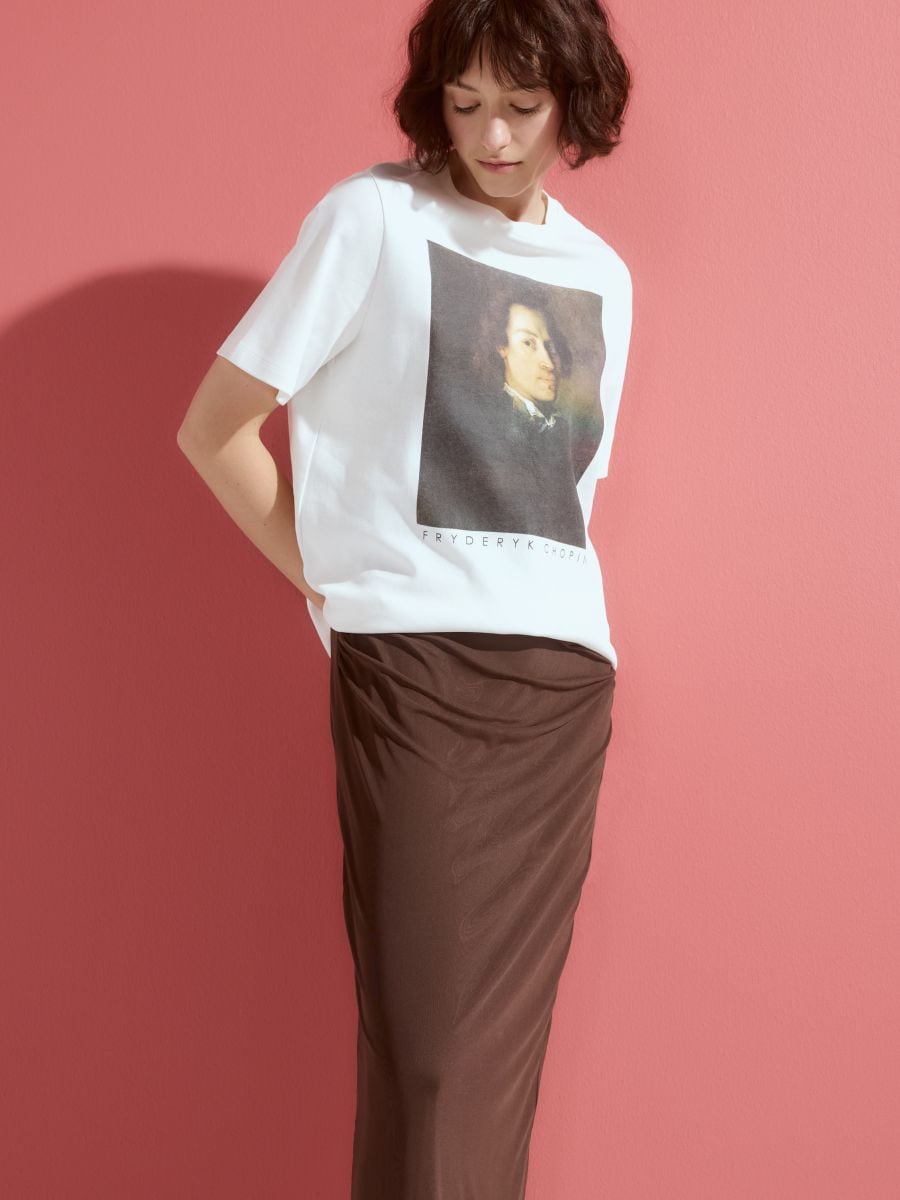 T-Shirt mit Print - creme - RESERVED