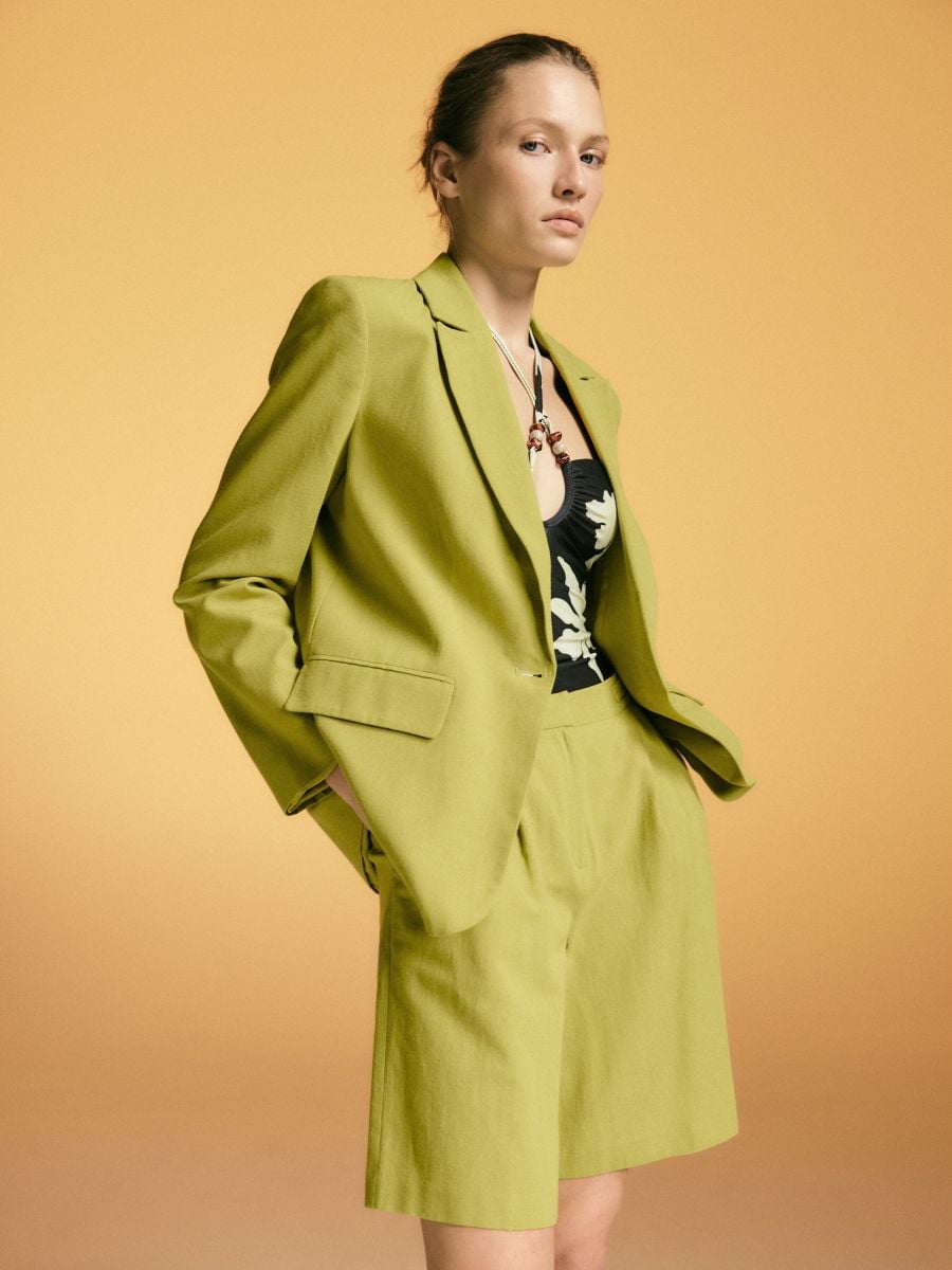 LADIES` BLAZER - жълтозелено - RESERVED