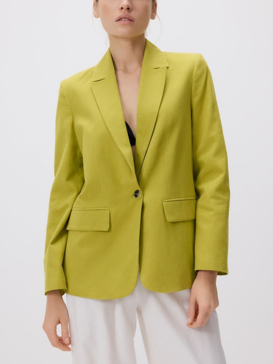 Linen blend jacket - yellow green - RESERVED - 4