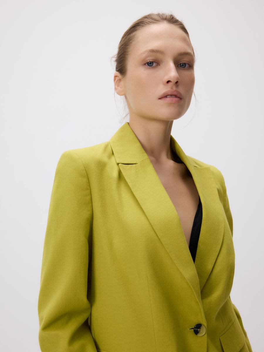 Linen blend jacket - yellow green - RESERVED - 5