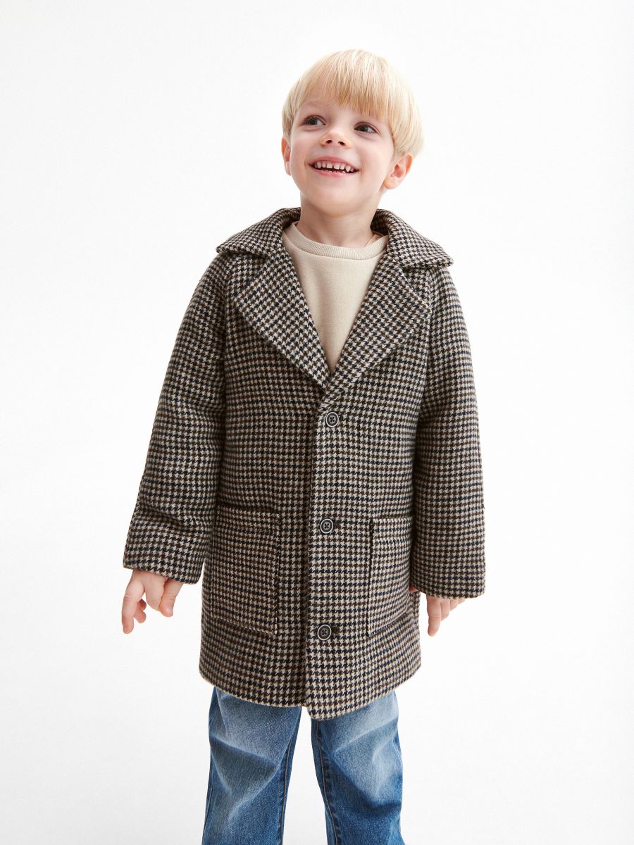 Elegant check coat - dark brown - RESERVED - 4