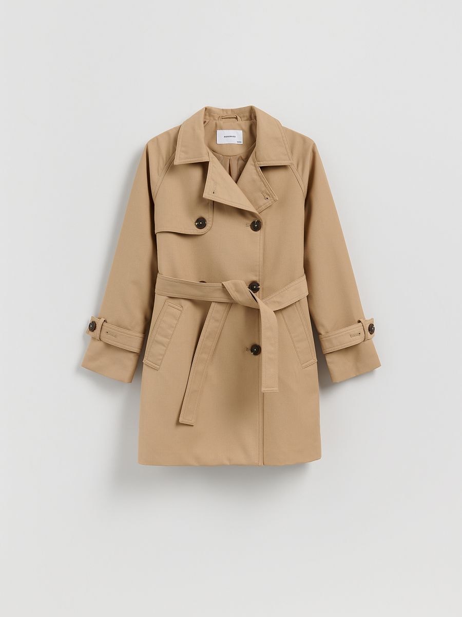 Trenchcoat med bælte - beige - RESERVED