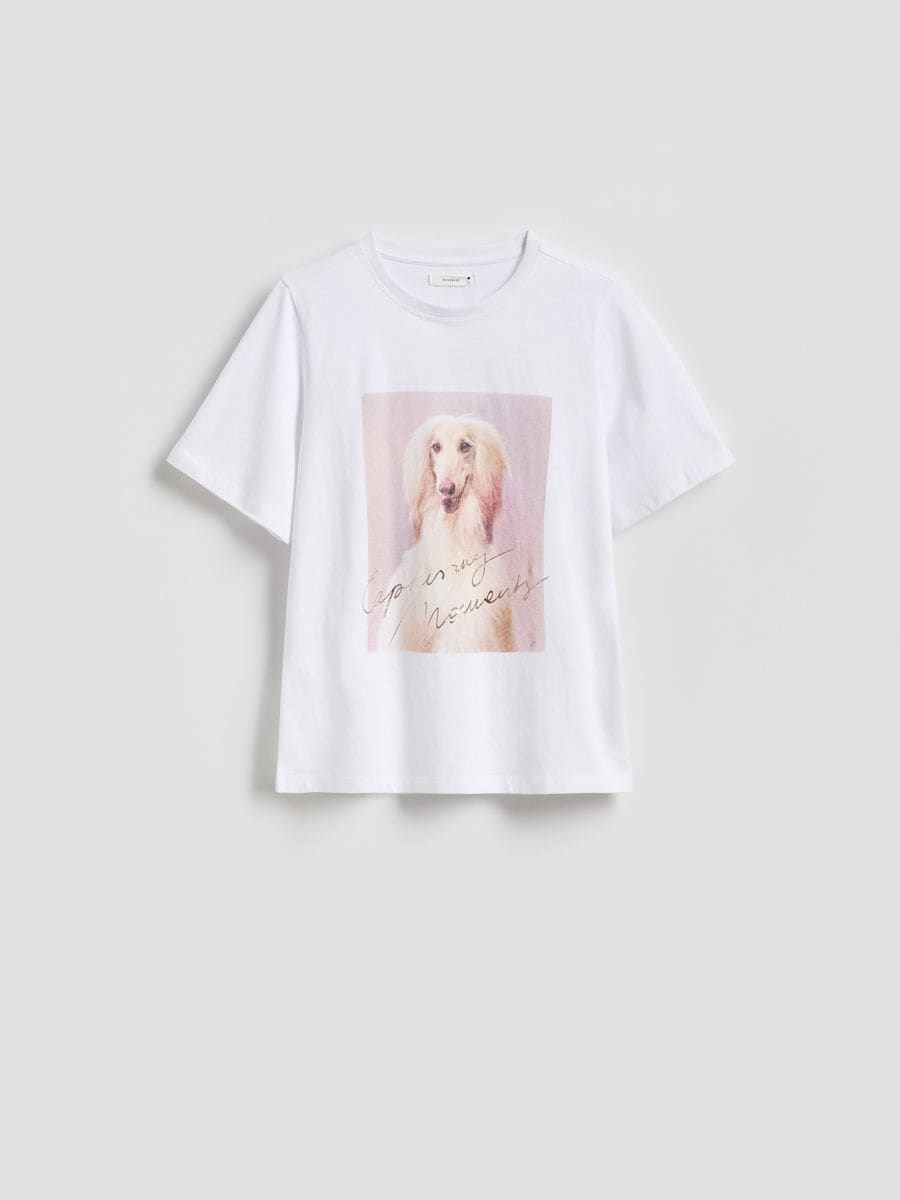 T-Shirt mit Print - creme - RESERVED