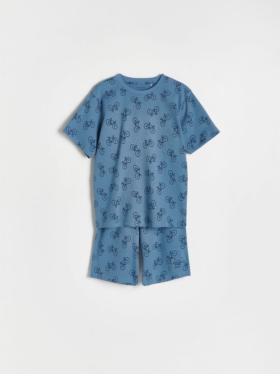 Dvojdielne pyžamo s potlačou - oceľovo modrá - RESERVED