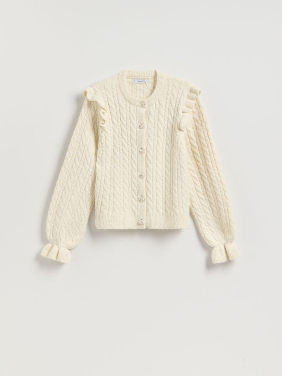 Cardigan with decorative buttons - nude - RESERVED