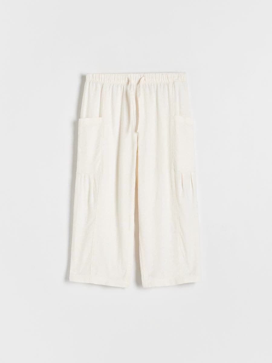 Linen trousers with pockets - cream - RESERVED - 3