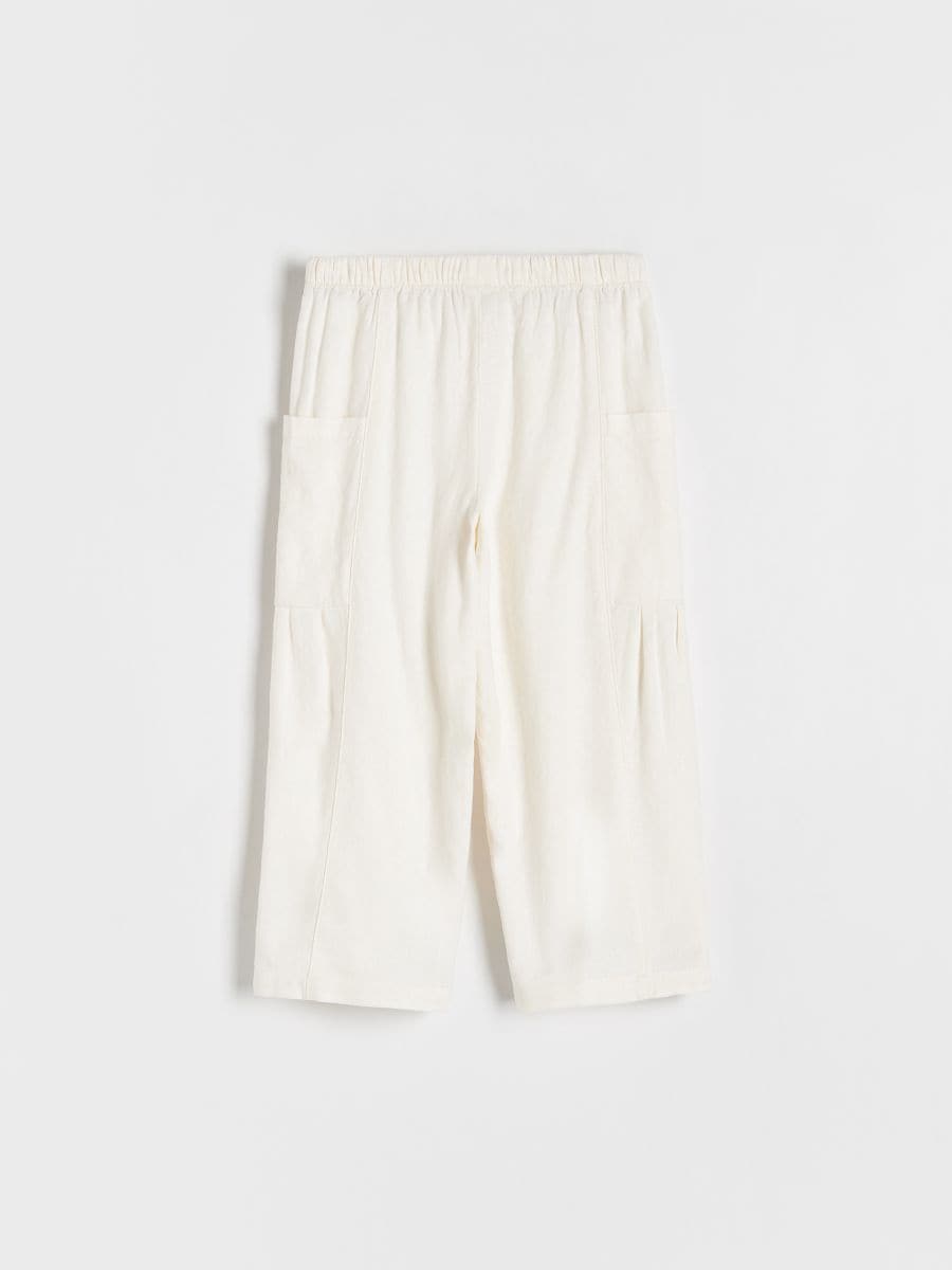 Linen trousers with pockets - cream - RESERVED - 4