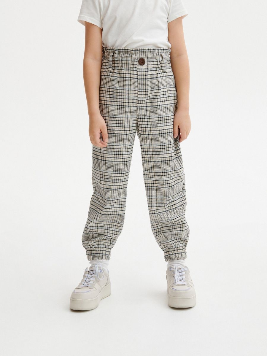 Check paperbag trousers - multicolor - RESERVED - 9