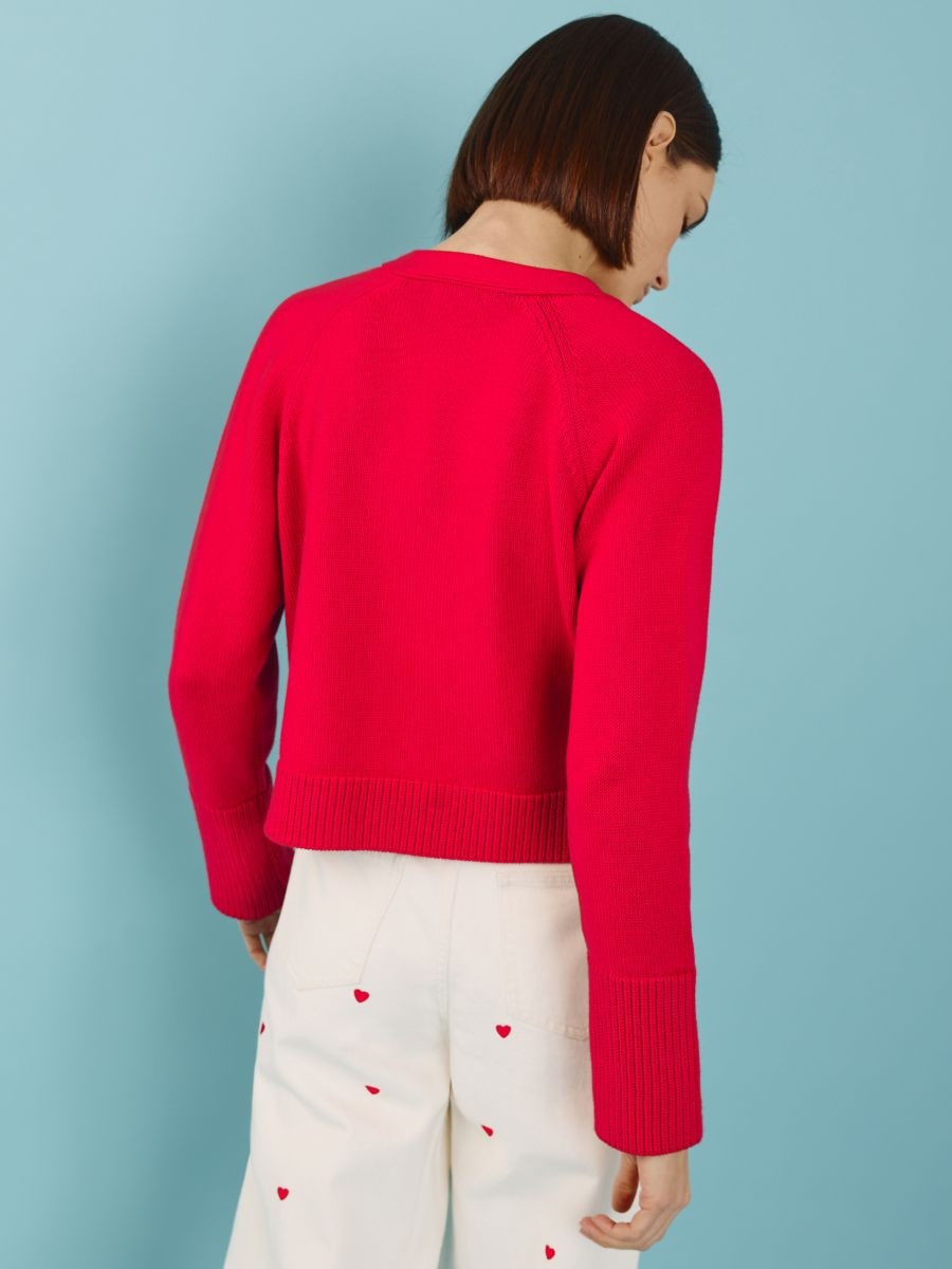 Cotton cardigan with buttons - red - RESERVED - 7