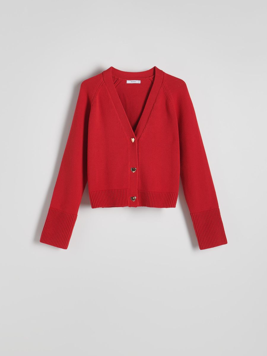 Cotton cardigan with buttons - red - RESERVED - 3