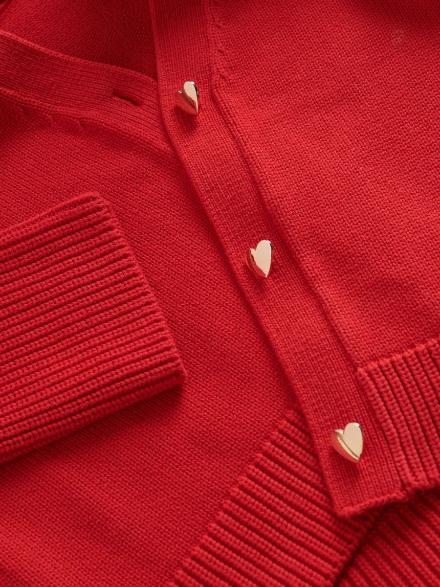 Cotton cardigan with buttons - red - RESERVED - 2