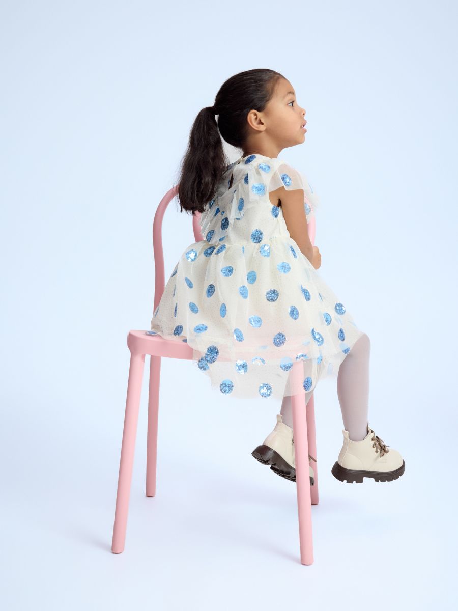 Сукня з тюлю з паєтками - нюдовий - RESERVED