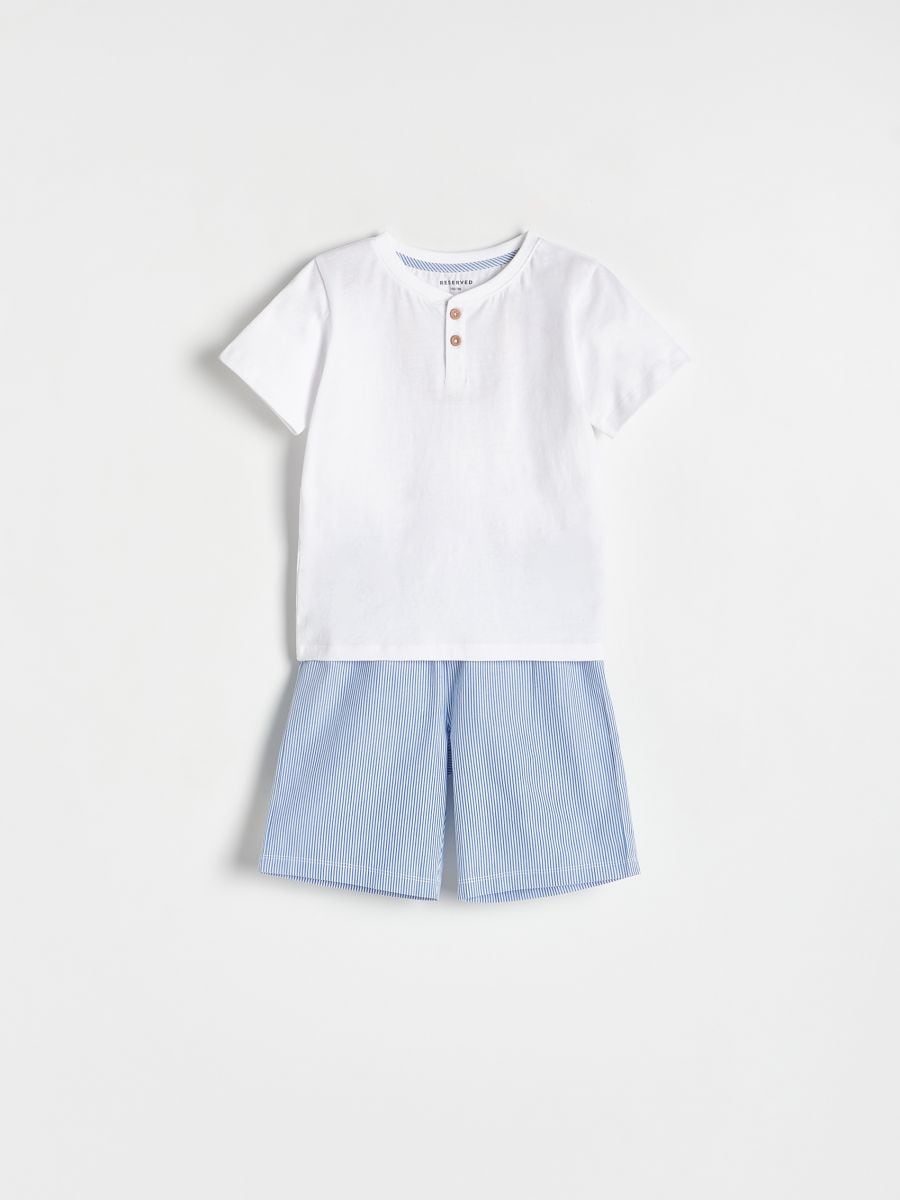 Cotton pyjama set with shorts - white - RESERVED